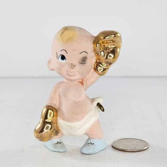Freeman McFarlin Baby Boxing Gloves Figurine Diaper Pin *REPAIRED* - Picture 1 of 8